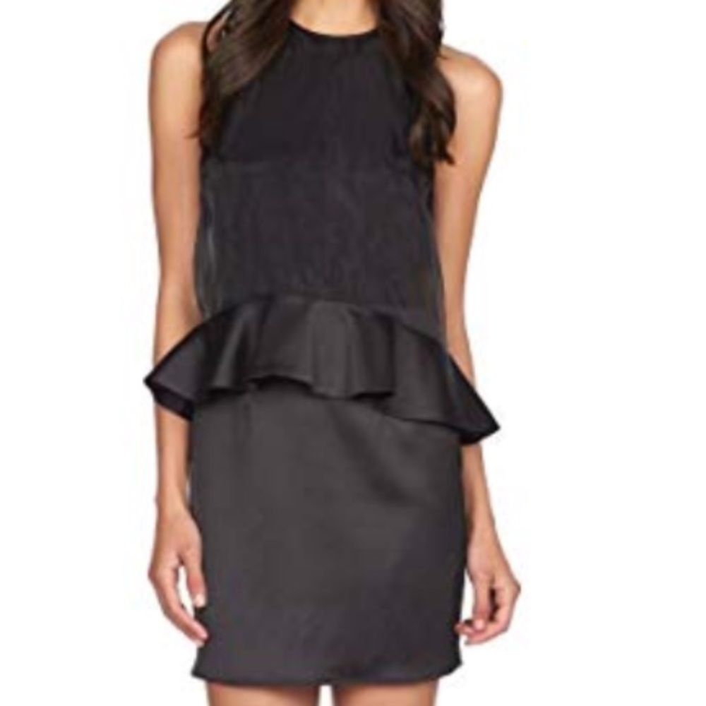 1.State new M organza overlay cocktail black dress